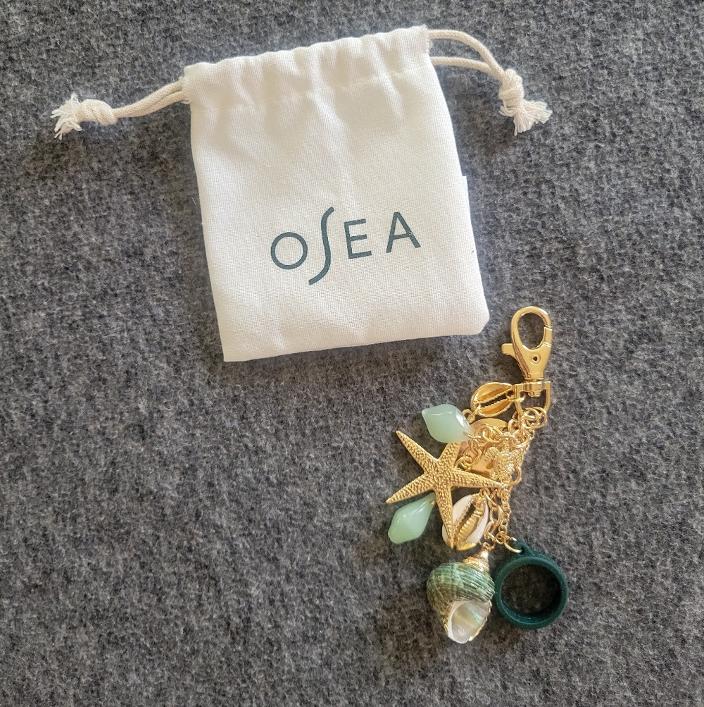 OSEA Gold-tone Sea Charm Keychain with Green Accents